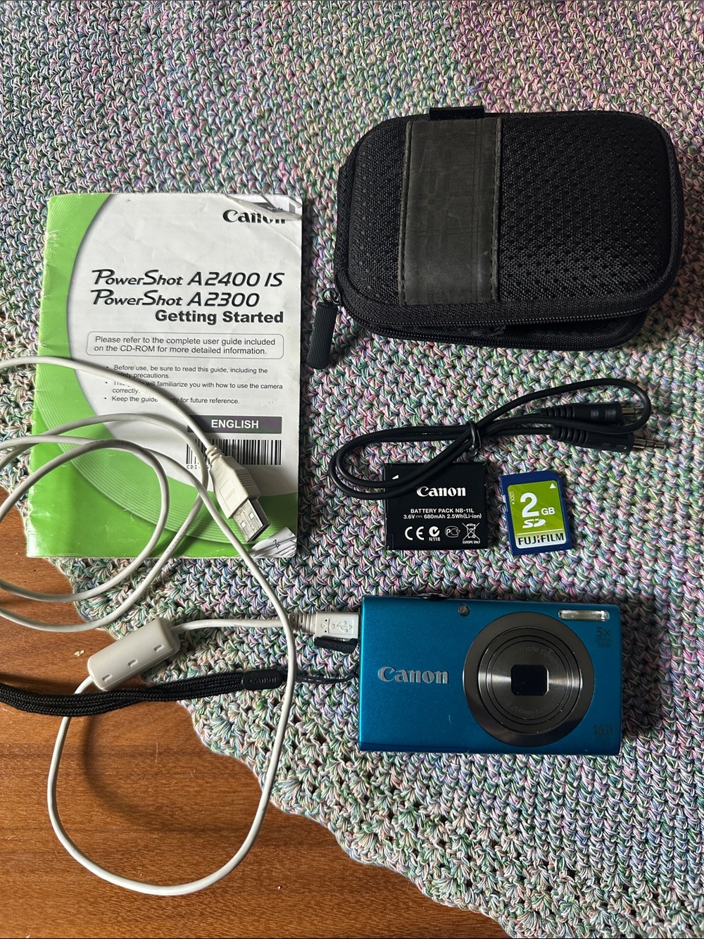 Canon PowerShot A2400 IS Compact Digital Camera in Blue with Accessories